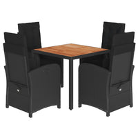 Set da Pranzo da Giardino 5 pz Nero con Cuscini in Polyrattancod mxl 93195