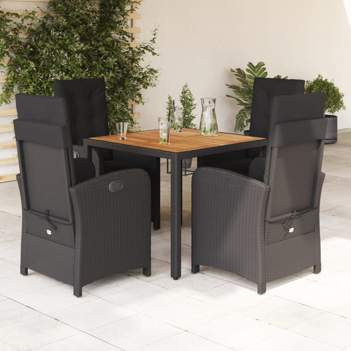 Set da Pranzo da Giardino 5 pz Nero con Cuscini in Polyrattancod mxl 93195