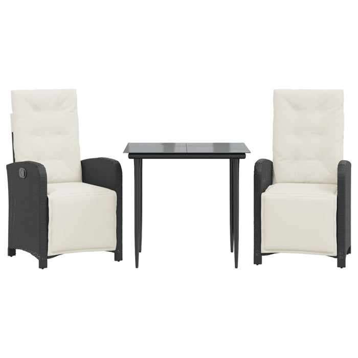 Set da Bistrò 3 pz con Cuscini Nero in Polyrattan 3212514