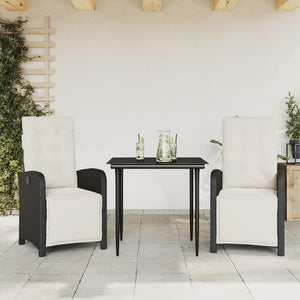 Set da Bistrò 3 pz con Cuscini Nero in Polyrattan 3212514