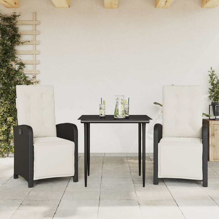 Set da Bistrò 3 pz con Cuscini Nero in Polyrattan 3212514