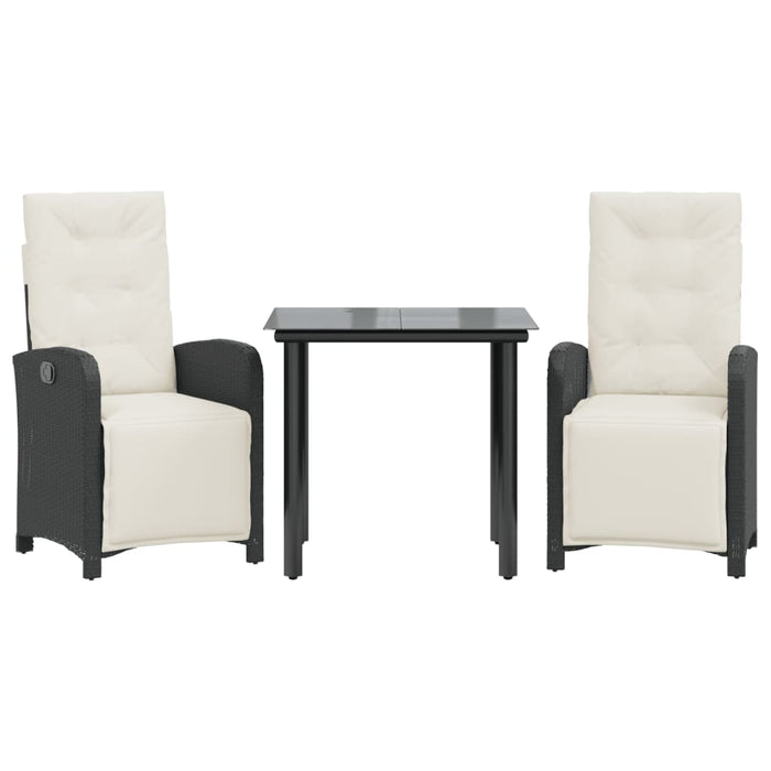 Set da Bistrò 3 pz con Cuscini Nero in Polyrattan 3212521