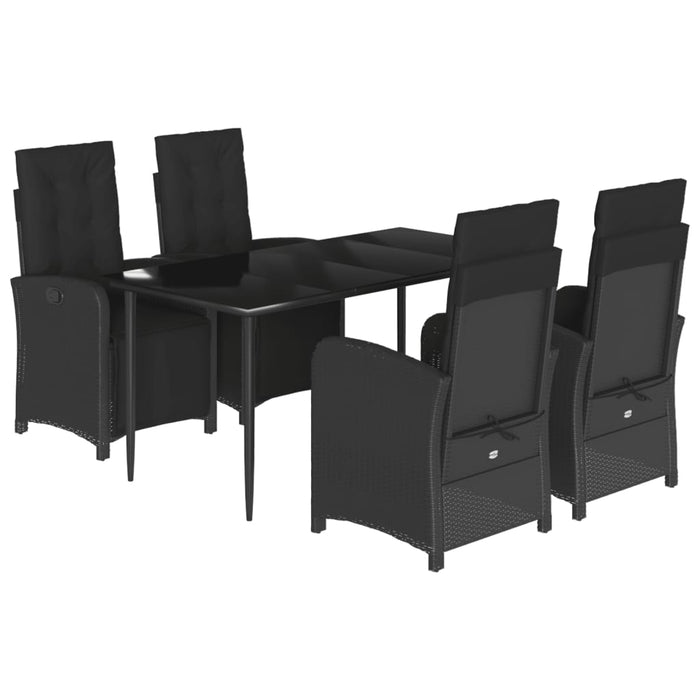 Set da Pranzo da Giardino 5 pz Nero con Cuscini in Polyrattan 3212531