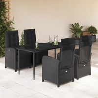 Set da Pranzo da Giardino 5 pz Nero con Cuscini in Polyrattan 3212531