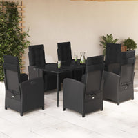 Set da Pranzo da Giardino 7 pz Nero con Cuscini in Polyrattan 3212532