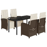 Set da Pranzo da Giardino 5pz con Cuscini in Polyrattan Marrone 3212552