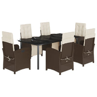 Set da Pranzo da Giardino 7pz con Cuscini in Polyrattan Marrone 3212554