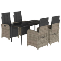 Set da Pranzo da Giardino 5 pz con Cuscini in Polyrattan Grigio 3212559