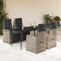 Set da Pranzo da Giardino 5 pz con Cuscini in Polyrattan Grigio 3212559