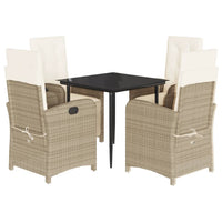 Set da Pranzo da Giardino 5 pz con Cuscini Beige in Polyrattan 3212571