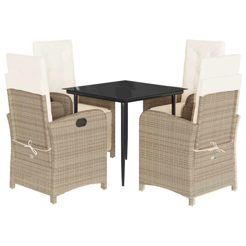 Set da Pranzo da Giardino 5 pz con Cuscini Beige in Polyrattancod mxl 112017