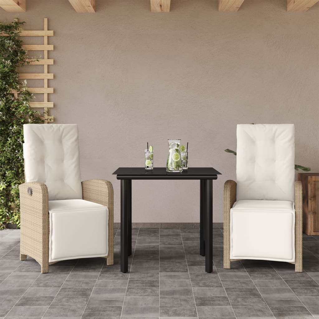 Set da Bistrò 3 pz con Cuscini Beige in Polyrattan 3212577