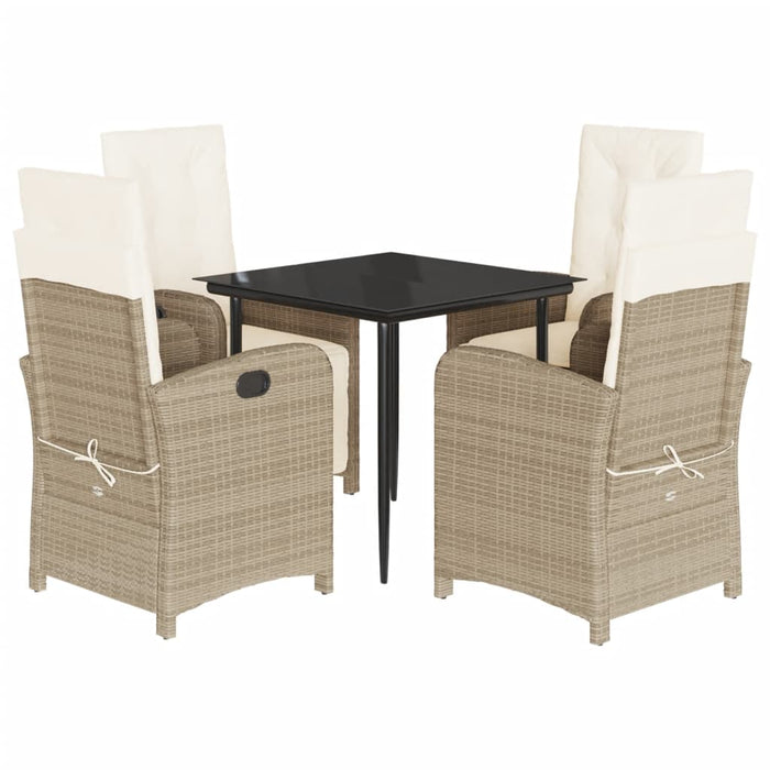 Set da Pranzo da Giardino 5 pz con Cuscini Beige in Polyrattan 3212578