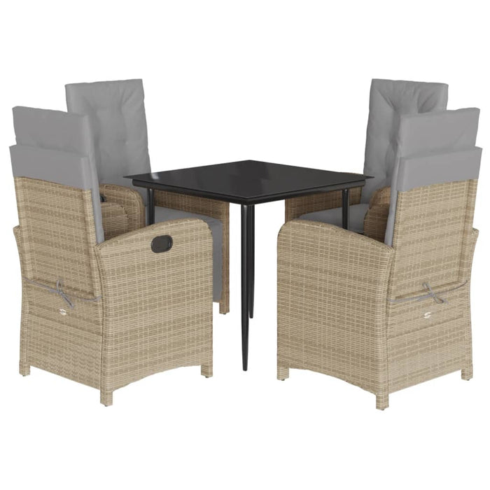 Set da Pranzo da Giardino 5 pz con Cuscini Beige in Polyrattan 3212585