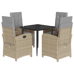 Set da Pranzo da Giardino 5 pz con Cuscini Beige in Polyrattancod mxl 89579