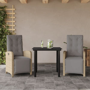 Set da Bistrò 3 pz con Cuscini Beige in Polyrattan 3212591