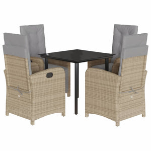 Set da Pranzo da Giardino 5 pz con Cuscini Beige in Polyrattancod mxl 114402