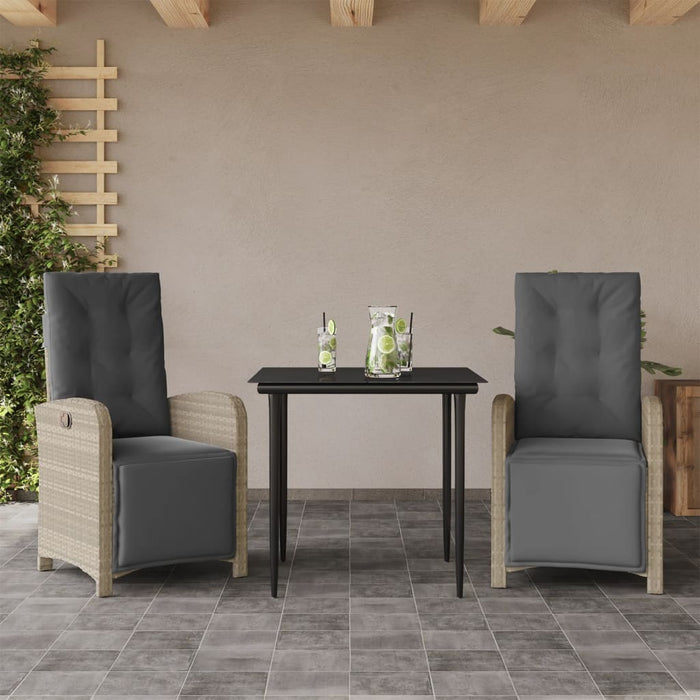 Set da Bistrò 3 pz con Cuscini Grigio Chiaro in Polyrattancod mxl 88614