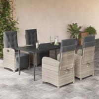 Set Pranzo da Giardino 5pz con Cuscini Grigio Chiaro Polyrattan 3212601