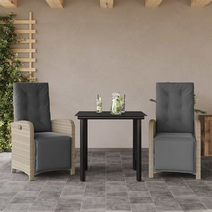 Set da Bistrò 3 pz con Cuscini Grigio Chiaro in Polyrattan 3212605