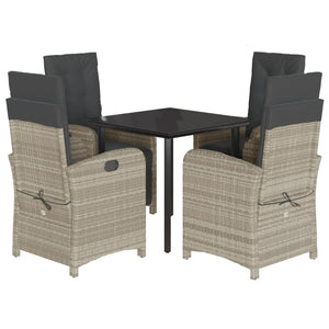 Set Pranzo da Giardino 5pz con Cuscini Grigio Chiaro Polyrattan 3212606