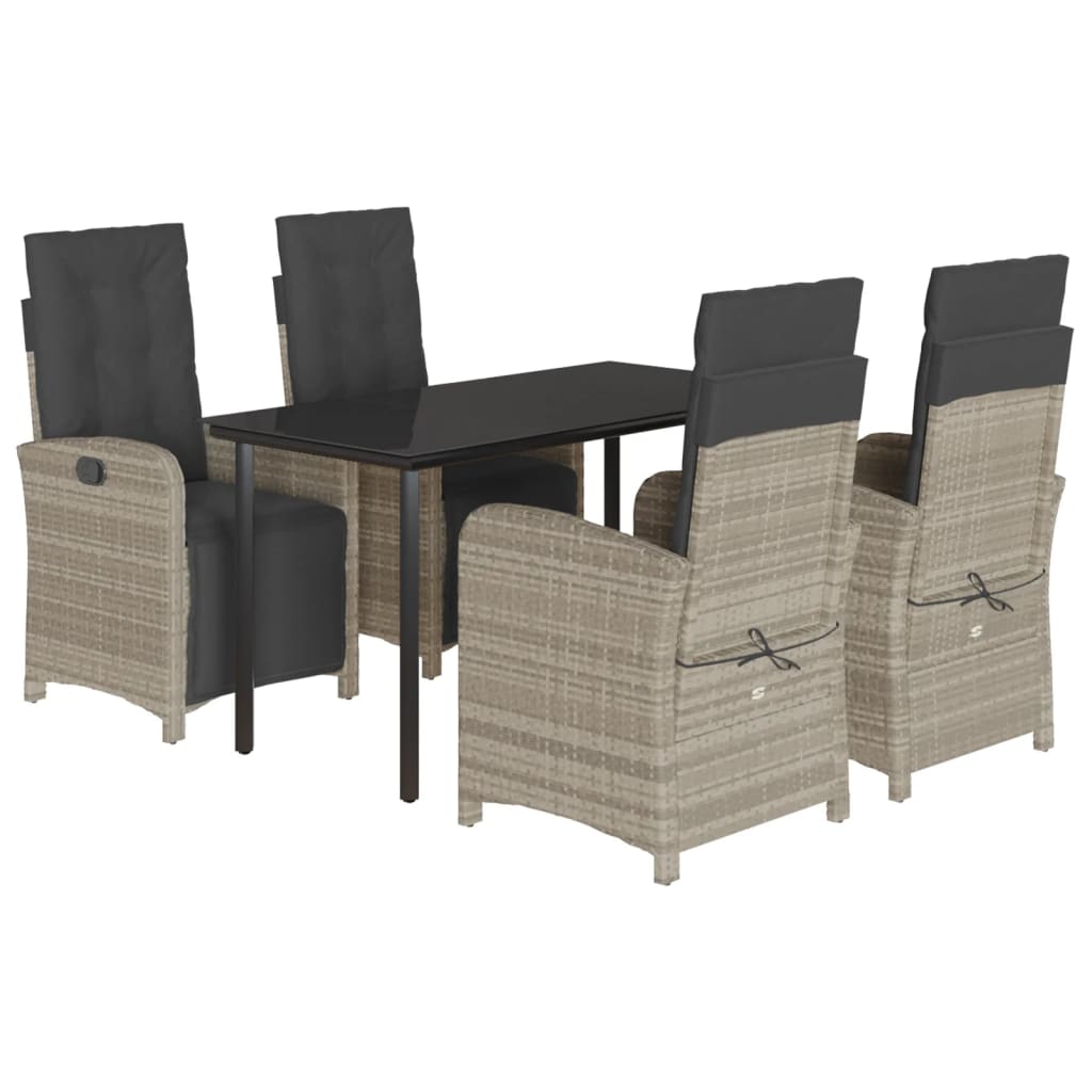 Set Pranzo da Giardino 5pz con Cuscini Grigio Chiaro Polyrattan 3212607