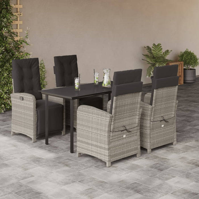 Set Pranzo da Giardino 5pz con Cuscini Grigio Chiaro Polyrattan 3212607