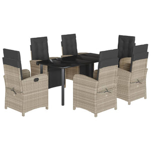 Set da Pranzo da Giardino 7 pz Cuscini Polyrattan Grigio Chiarocod mxl 110934