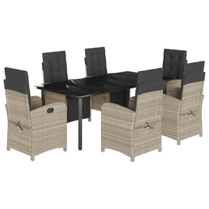 Set da Pranzo da Giardino 7 pz Cuscini Polyrattan Grigio Chiaro 3212610