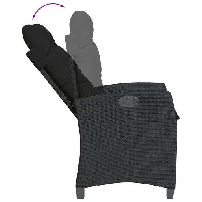 Set da Pranzo da Giardino 5 pz Nero con Cuscini in Polyrattan 3212636