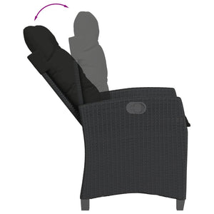 Set da Pranzo da Giardino 5 pz Nero con Cuscini in Polyrattan 3212637