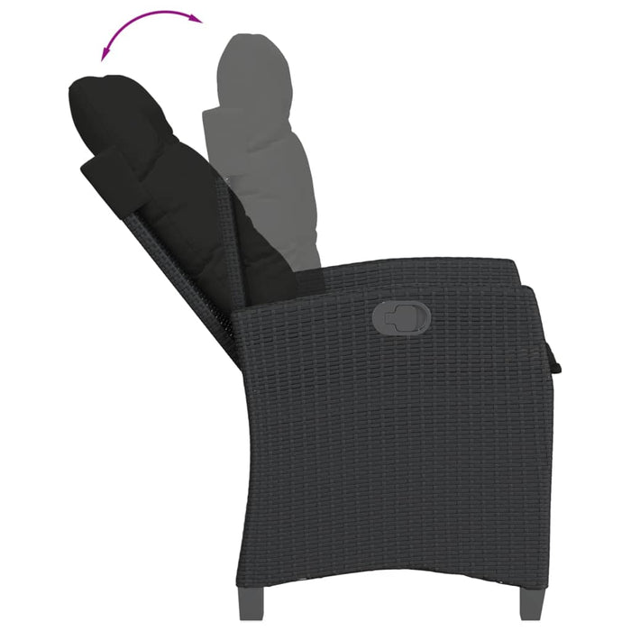 Set da Pranzo da Giardino 5 pz Nero con Cuscini in Polyrattan 3212637