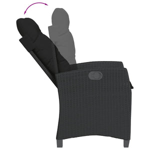 Set da Pranzo da Giardino 5 pz Nero con Cuscini in Polyrattan 3212638