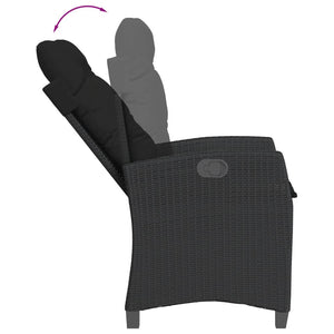 Set da Pranzo da Giardino 9 pz con Cuscini Nero in Polyrattan 3212642