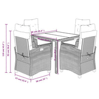 Set da Pranzo da Giardino 5 pz con Cuscini in Polyrattan Grigio 3212645