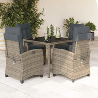 Set da Pranzo da Giardino 5 pz con Cuscini in Polyrattan Grigio 3212645