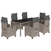 Set da Pranzo da Giardino 7 pz con Cuscini in Polyrattan Grigio 3212650