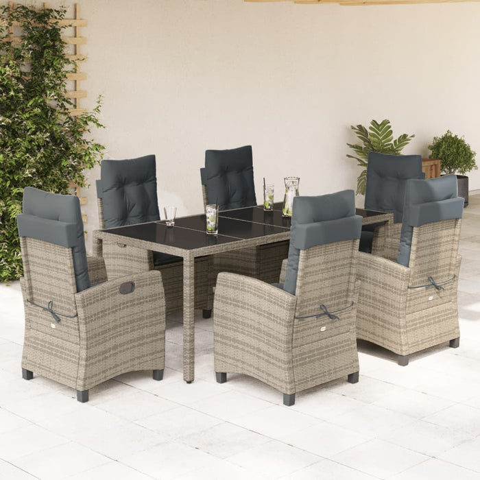 Set da Pranzo da Giardino 7 pz con Cuscini in Polyrattan Grigio 3212650