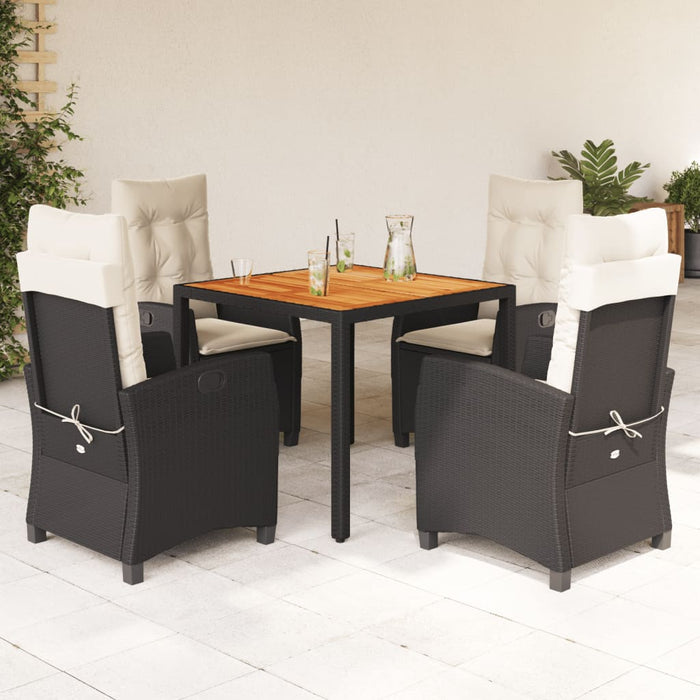 Set da Pranzo da Giardino 5 pz Nero con Cuscini in Polyrattancod mxl 111022