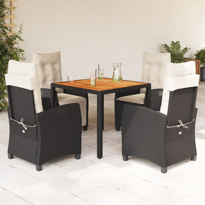 Set da Pranzo da Giardino 5 pz Nero con Cuscini in Polyrattancod mxl 88590