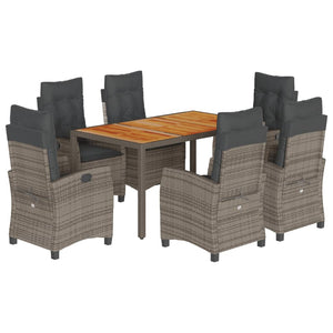 Set da Pranzo da Giardino 7 pz con Cuscini in Polyrattan Grigiocod mxl 111039