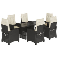 Set da Pranzo da Giardino 7 pz Nero con Cuscini in Polyrattan 3212680