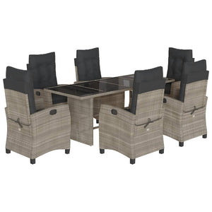 Set da Pranzo da Giardino 7 pz con Cuscini in Polyrattan Grigio 3212689