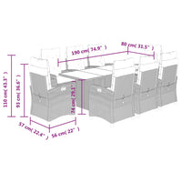 Set da Pranzo da Giardino 9 pz con Cuscini in Polyrattan Grigio 3212690