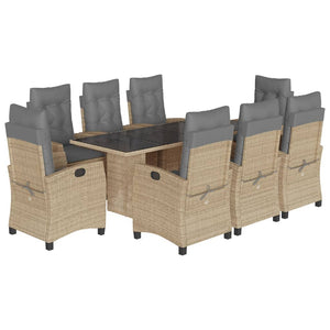 Set Pranzo da Giardino 9 pz con Cuscini Beige Misto Polyrattan 3212696