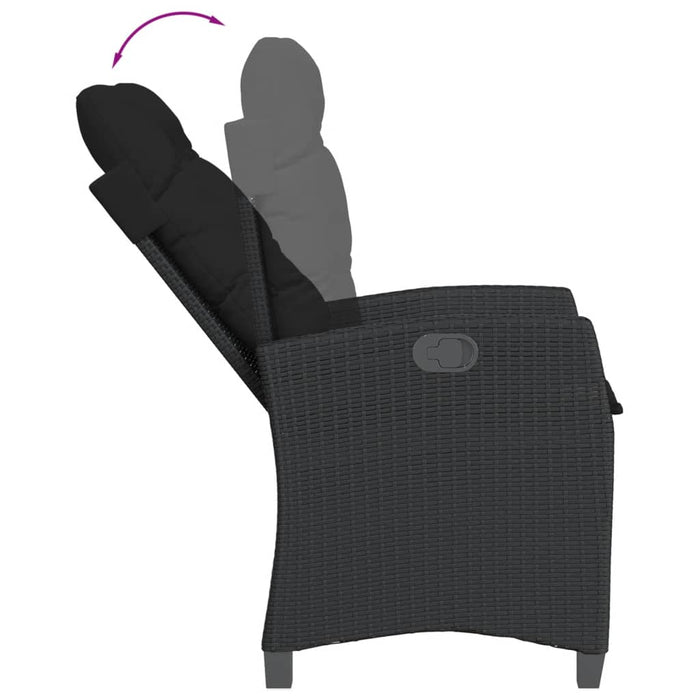 Set da Pranzo da Giardino 7 pz Nero con Cuscini in Polyrattan 3212707