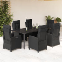 Set da Pranzo da Giardino 7 pz Nero con Cuscini in Polyrattancod mxl 87030