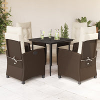 Set da Pranzo da Giardino 5pz con Cuscini in Polyrattan Marrone 3212763