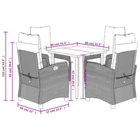 Set da Pranzo da Giardino 5pz con Cuscini in Polyrattan Marrone 3212773