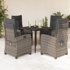 Set da Pranzo da Giardino 5 pz con Cuscini in Polyrattan Grigiocod mxl 87217